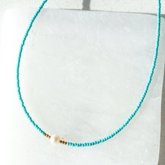 You Pick Color beaded Necklace freshwater Pearl Choker Perfect Summer Necklace - Picture 10 of 13